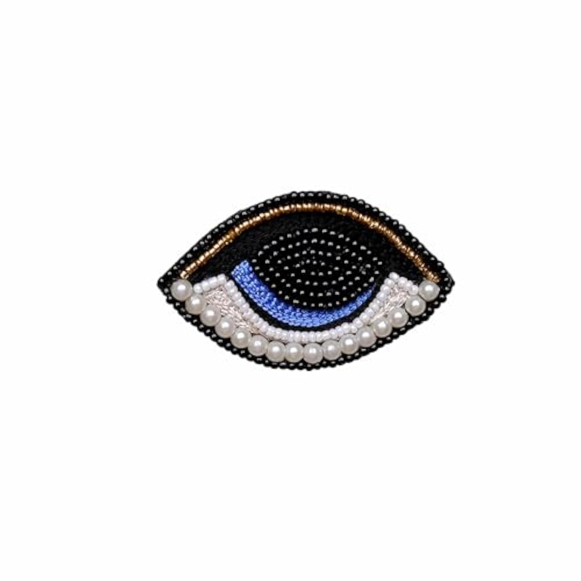 Handmade Beaded Evil Eye Hair Clip, Black-Blue-White
